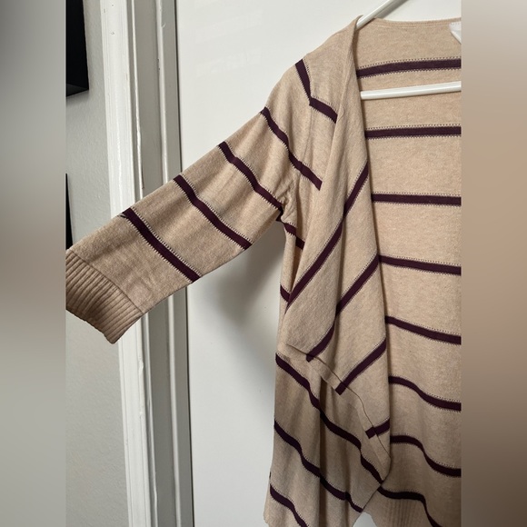 Cute striped three quarter 3/4 length sleeve cardigan size L - Picture 2 of 7